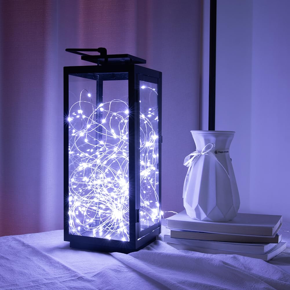 Catena Luminosa Bianca Fredda da 30m, LED a Spina su Filo d'Argento con 300 LED, 8 Modalità per Matrimonio, Interni ed Esterni, Albero di Natale, Patio, Portico e Decorazione da Giardino