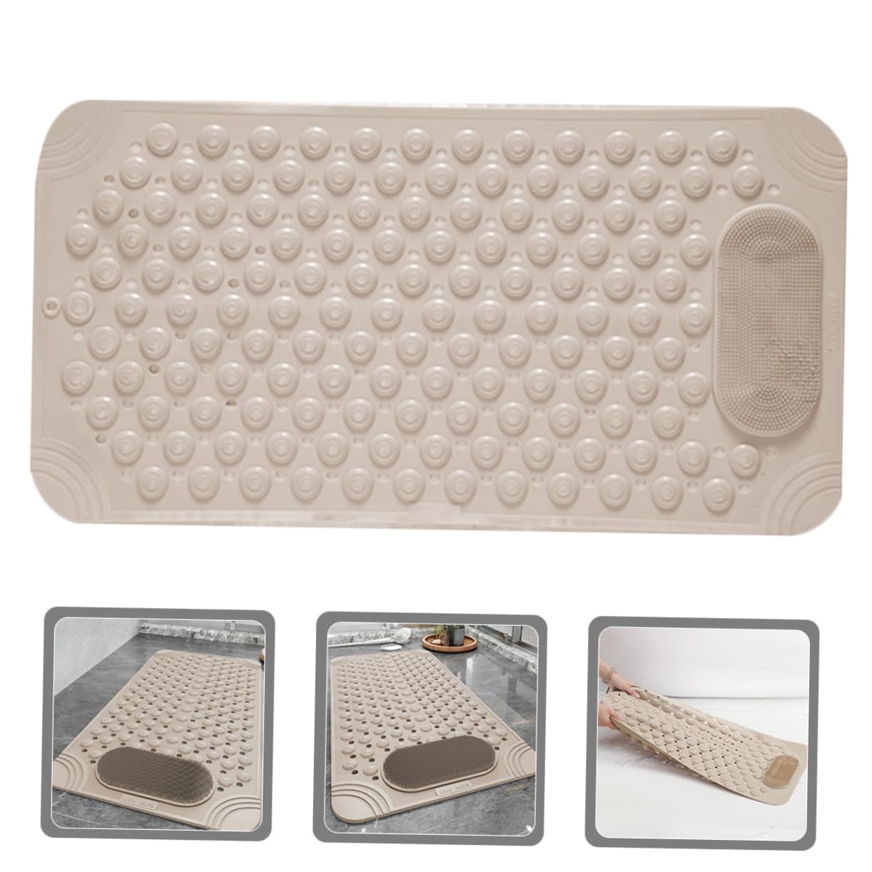 Alfombrilla de Bañera Antideslizante con Ventosas de PVC, Diseño de Drenaje y Masaje Exfoliante para Pies en Ducha y Baño