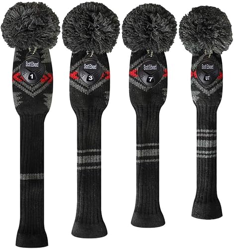 Miniatura 2 de Scott Edward Knit Wood Golf Club Head Covers 4 Pieces Knitted Item Fit Over Well Driver Wood(460cc) Fairway Wood and Hybrid(UT)