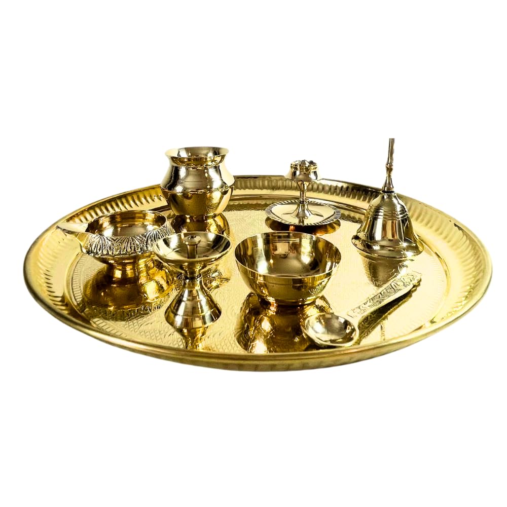Amazon.co.jp: 安心国内 即発送 プージャ ターリー Brass Thali お祈り 