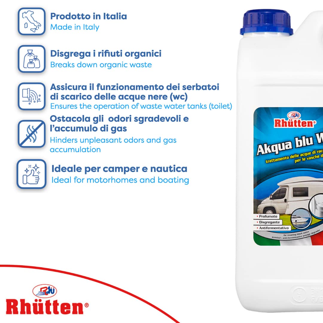 Akqua Blue Wc, Desgrégant Wc Camper, Liquide Eaux Noires, Eau Bleue, Wc Chimique, 5L