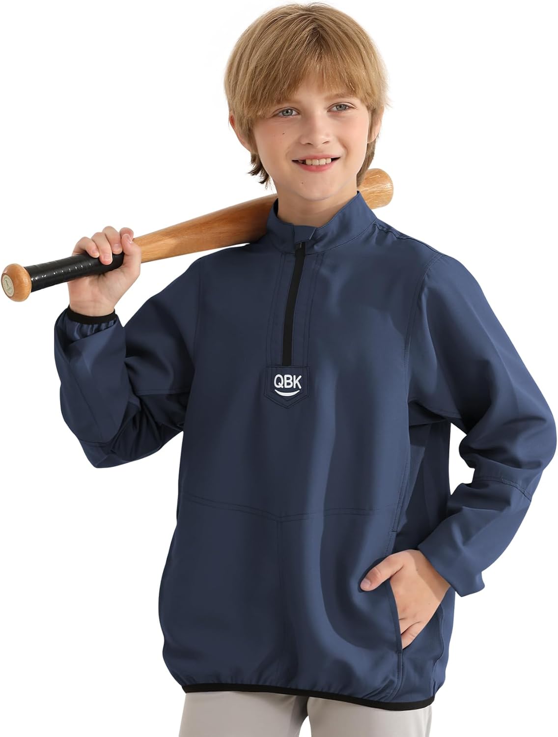 QBK 2T-17Y Toddler Baseball Cage Jacket Kids Batting Pullover Youth Windbreaker for boys and girls