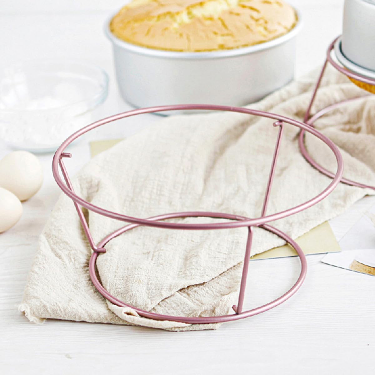 FRCOLOR 2pcs Rose Gold Nonstick Bread Cooling Rack Baking Tool Stainless Steel Wire Oven-safe Kitchen Gadget for Cake Cookie Cooling and Bread Baking