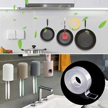 3M Double Sided Nano Tape 5M Monster Tape Double Face Wall Stickers Home Appliance 1/2M Waterproof Reusable Heat Resistant Tapes (Color : Nano Tape, Size : 1M_2MM_30MM)
