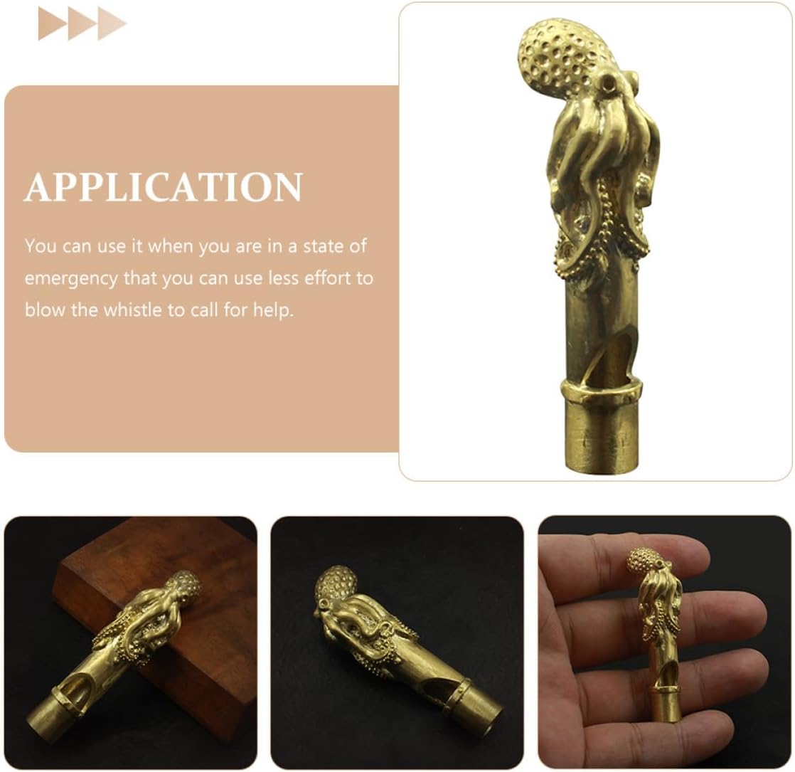 Octopus Design Copper Metal Whistle Outdoor Safety Emergency Whistle for Camping Hiking Referee Training