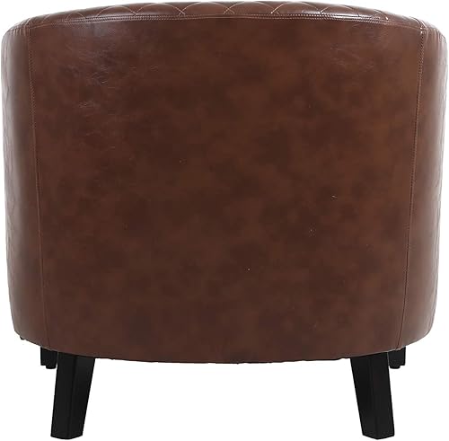 Miniatura 8 de Silla de barril, silla decorativa para sala de estar, moderna silla de piel sintética con cabezas de clavos, silla de bañera copetuda, silla de sofá