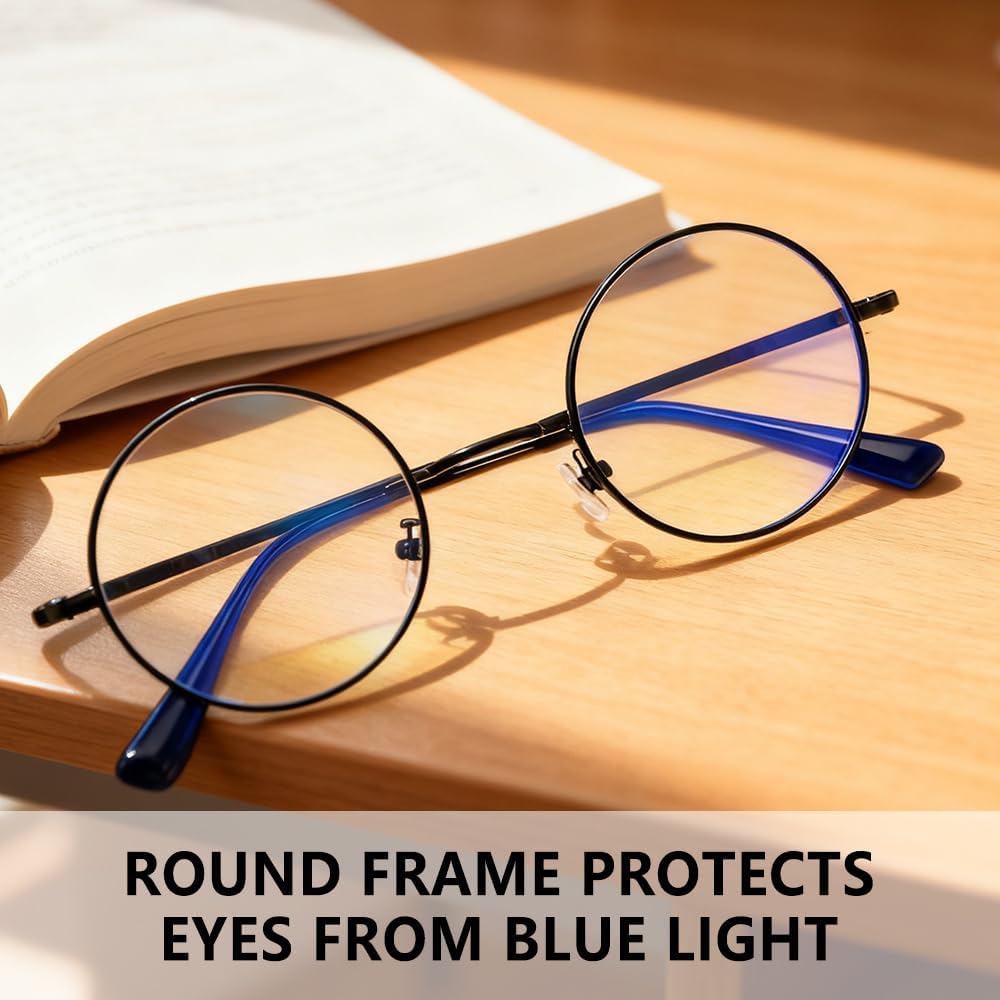 WMG Round Blue Light Blocking Glasses - Retro Circle Computer Eyeglasses Anti Blue Light Lens Halloween - Image 6