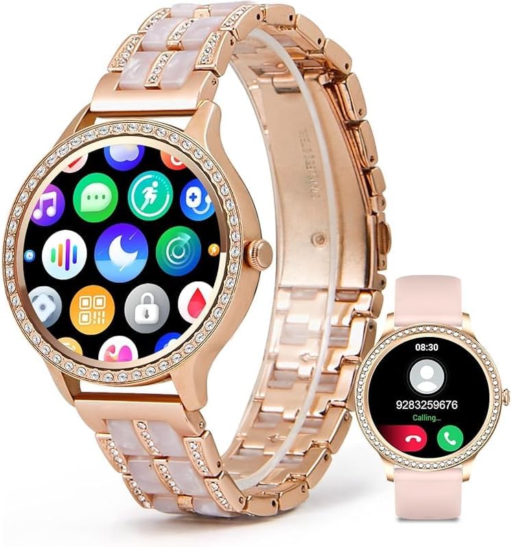 Reloj inteligente para mujer con respuestahacer llamadas, reloj inteligente Bluetooth para teléfonos Android e iOS, reloj de presión arterial, reloj