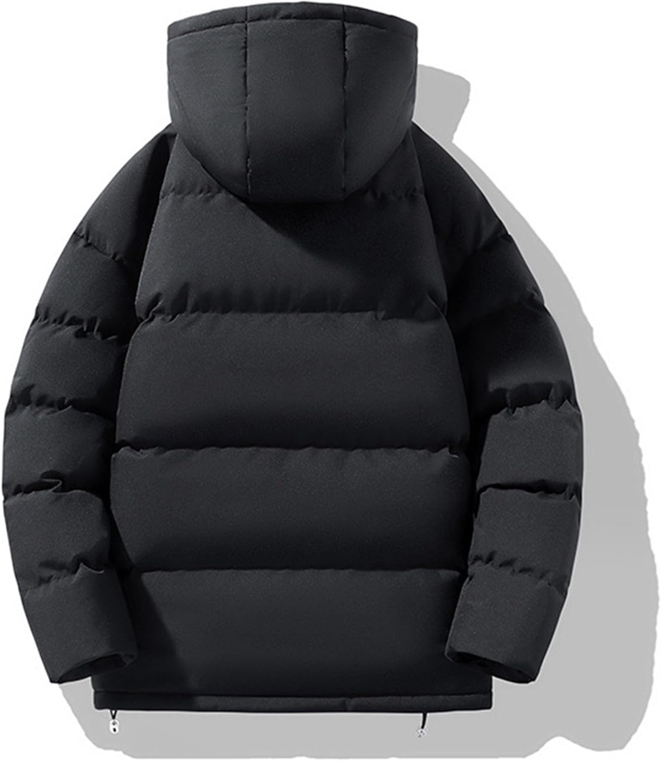 Men's Loose Hooded Padded Jacket Full Zip Winter Warm Quilted Coat Male Thicken Parka Outwear With Hood