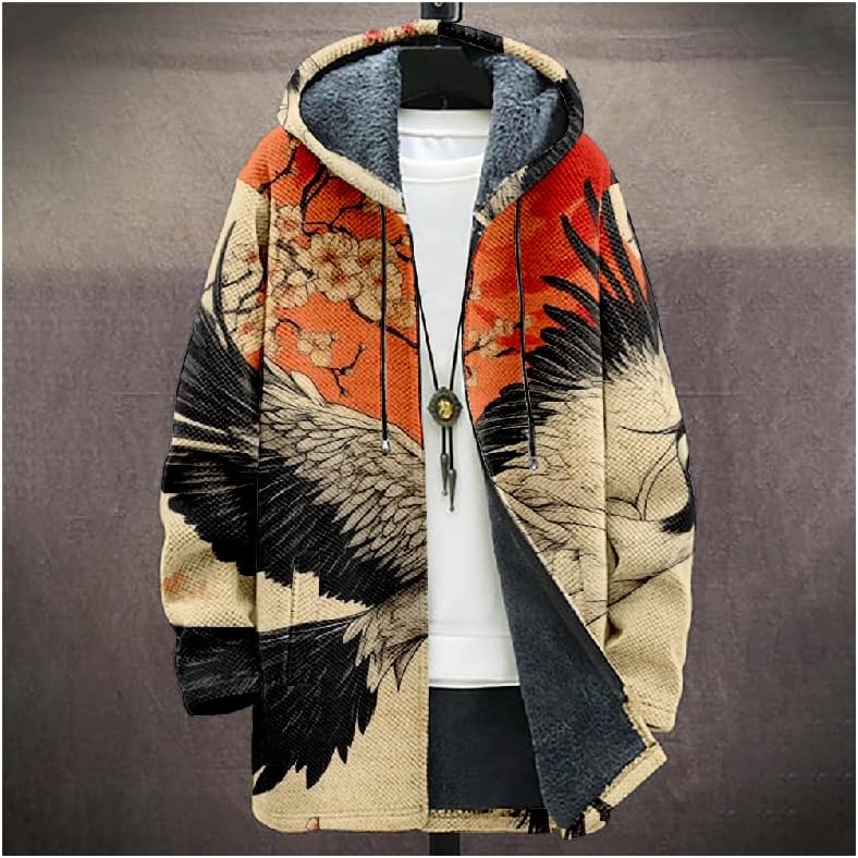 Winter Sweatshirts for Men Cardigan Fashion Loose Fit Long Sleeve Comfy Heavyweight Coat with Pockets - Image 2