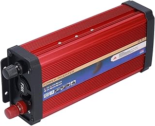 Inversor de energia para carro de 1000 W, duas portas USB de onda senoidal modificada Fydun Carregamento rápido Adaptador de carregador de carro de liga de alumínio vermelho (12 V a 110 V)