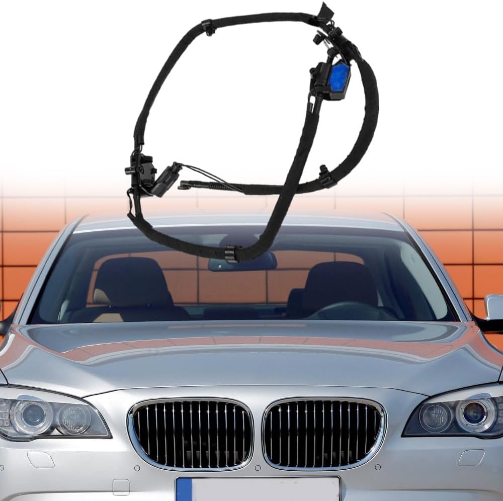 Riloer Windshield Washer Nozzles, 1PC Car Front Windshield Wiper Washer Nozzle Line With Hose, Compatible with BMW 7 Series F01 F02 F04 740I 750I 760I 2009-2015 61664448770