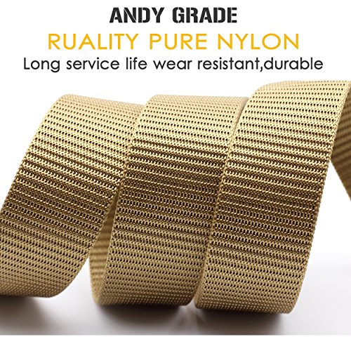 Image of Nylon Tactical Military Men Belt Webbing Canvas Web Belts with Plastic Buckle No Metal Nickel Free, 2 Pack