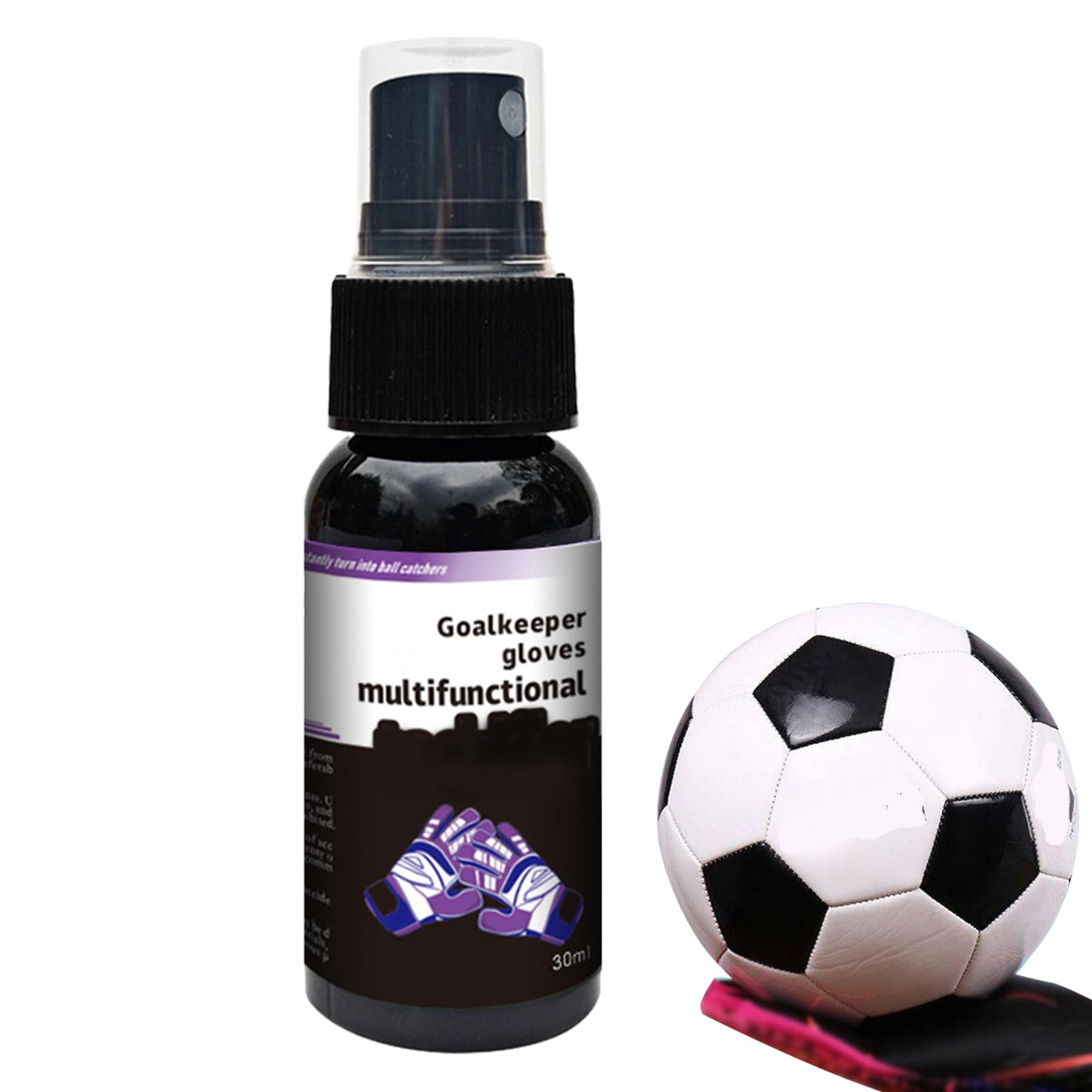 Glove Glue Goalkeeper, Goalie Glove Glue Spray 30ml, Non-Slip Grip Enhancer for Soccer, Football, Baseball, Boxing Mittens, Increases Holding Power and Stickiness, Easy to Apply for Training