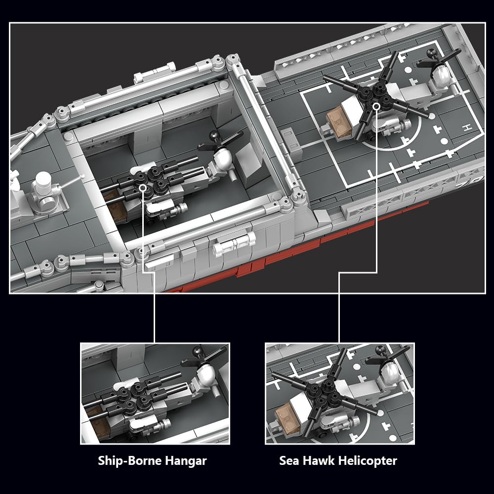MISINI M7021 Arleigh Burke-Class - Juego de bloques de sujeción para destructores de 3601 piezas, modelo de buque de guerra USN, gran MOC para edificios de acorazados, juguetes de construcción de
