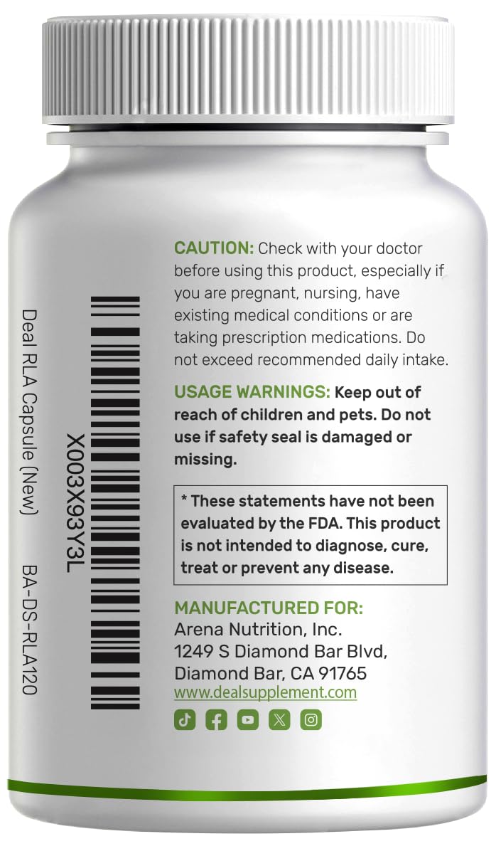 DEAL SUPPLEMENT R Alpha Lipoic Acid 600mg with Benfotiamine 300mg Per Serving, 120 Veggie Capsules – 200mg R-ALA Per Capsule – Antioxidant Supplement for Energy & Nervous System Support — Amazon image 7