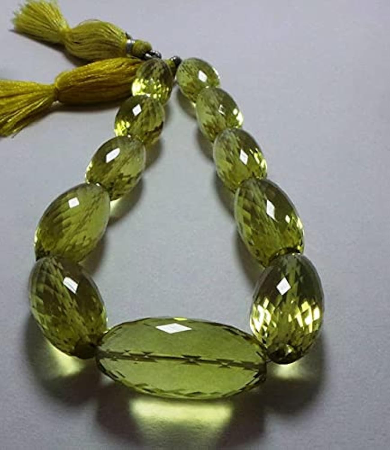 Quartz citron vert perle naturelle goutte facettée pour création collier pendentif DIY