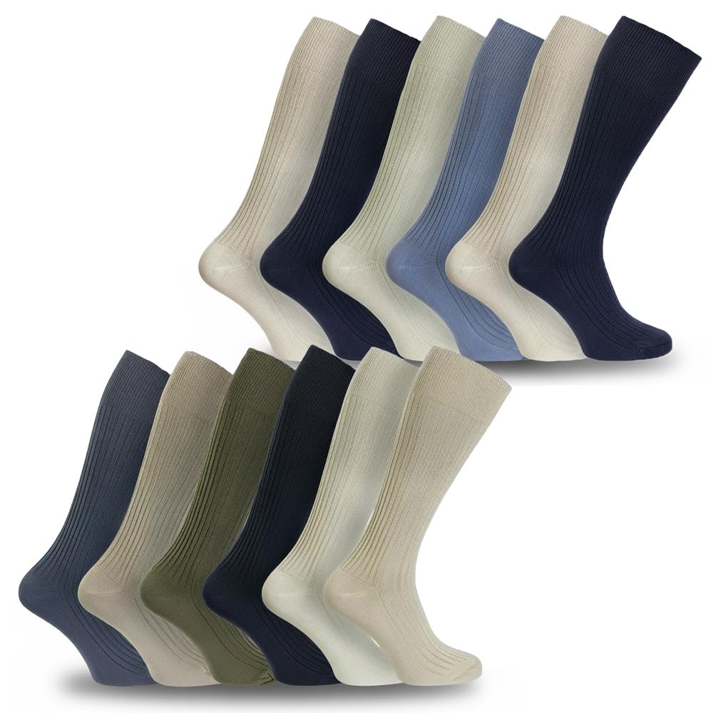 Undercover Men's 12 Pairs - Fashion 12 Pairs Long Hose 100% Cotton Socks Fashion