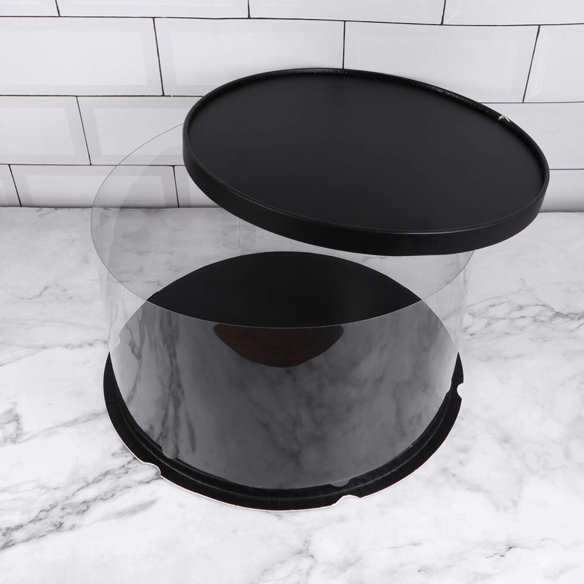 DOITOOL 10 Inch Round Plastic Cake Boxes Cake Boards Paperboard Pet Material for Parties