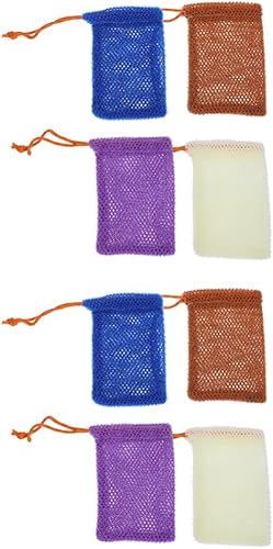 Natural Soaps - Bolsa de malla exfoliante para jabón, 8 unidades, barra de malla, jabón y lufa, bolsa de espuma de burbujas para limpieza corporal y