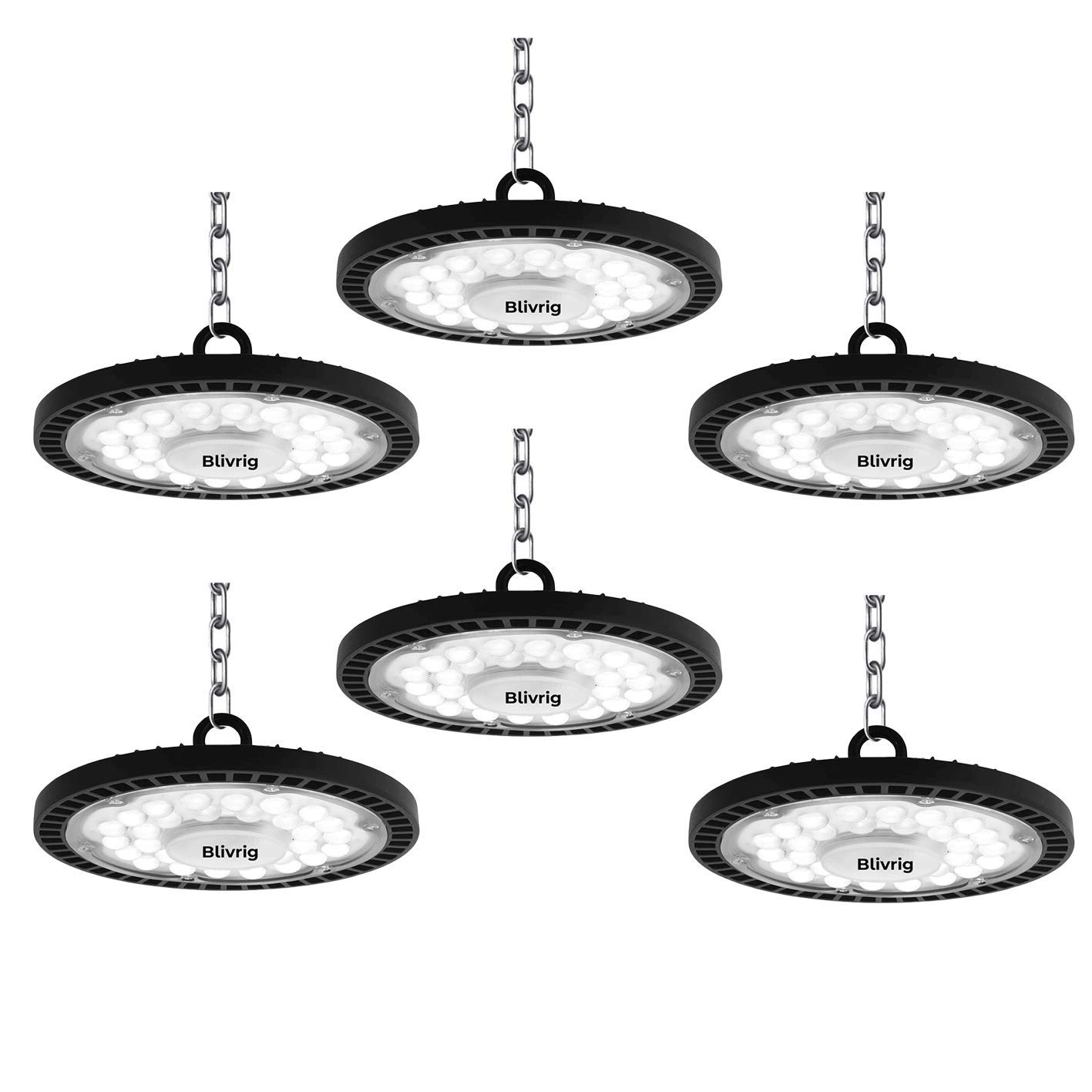 Blivrig 6Pcs 300W Ufo Led High Bay Light,Super Bright 30000Lm Ultra Thin Led Warehouse Lighting 6500K Cold White Commercial Bay Lighting For Garage Gym Shop Workshop (, 300W)