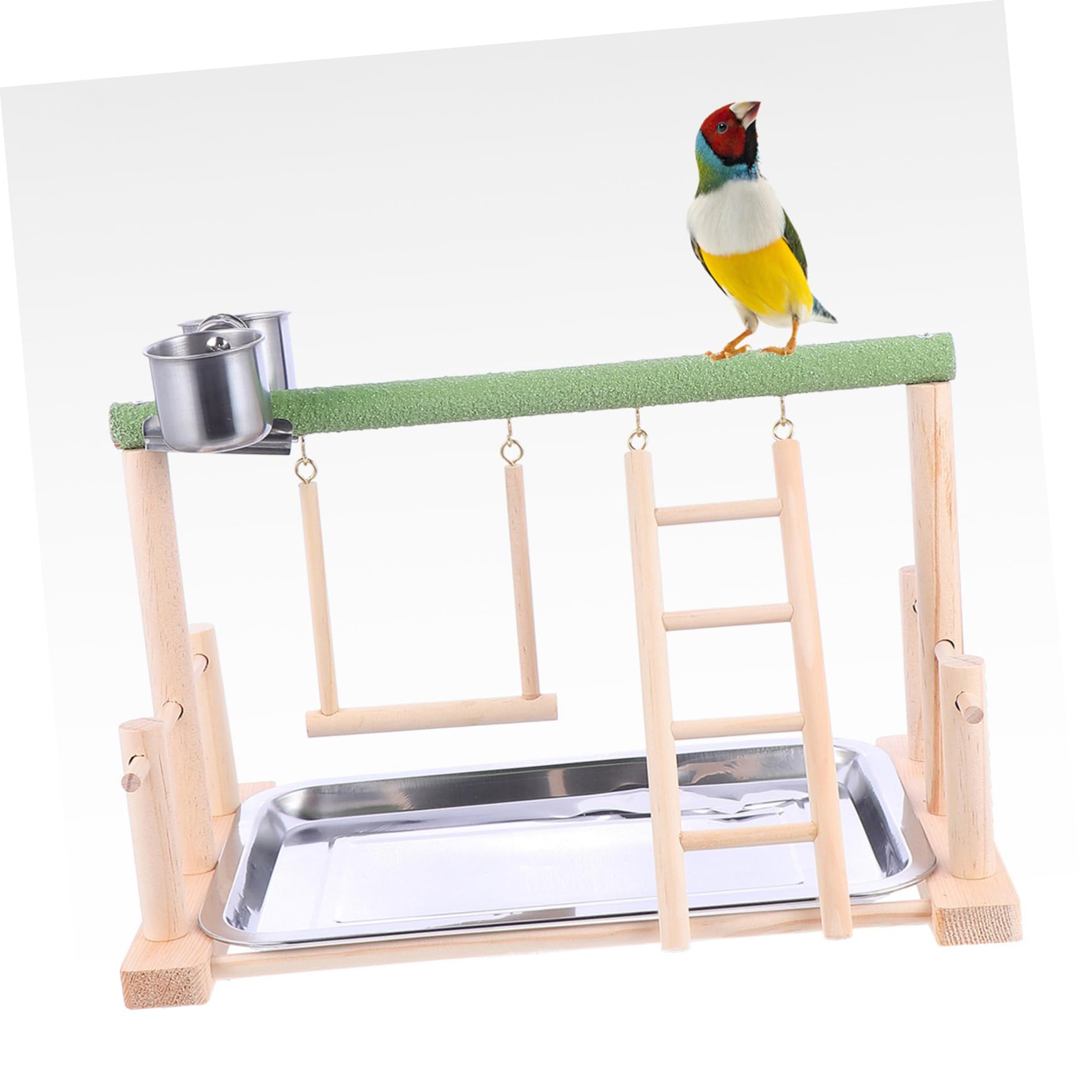 Sosoport Altalena Per Pappagalli in Legno Giocattolo Sospeso Per Uccelli Domestici Supporto Per Altalena Per Pappagallo Esercizio e Gioco Per Pappagalli