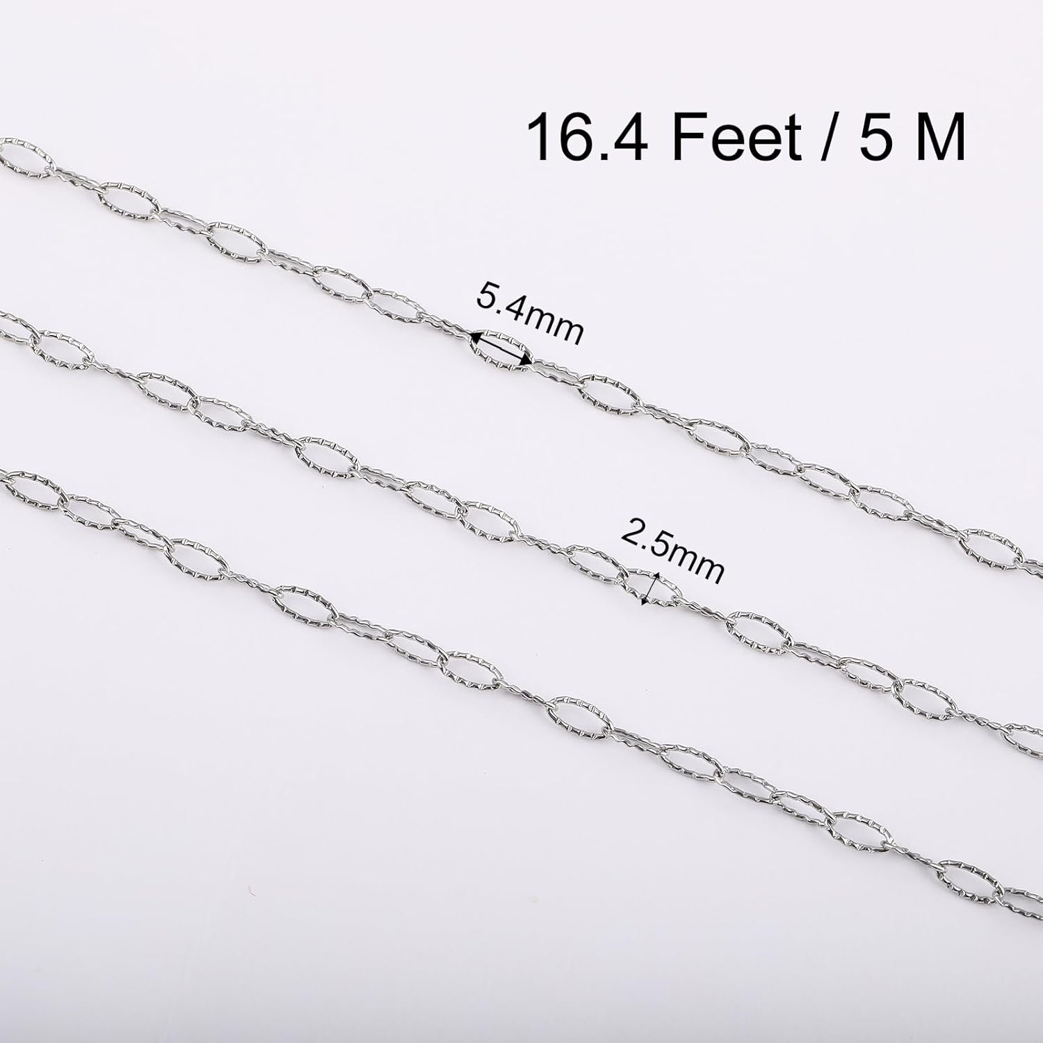 SMYHTGLIF 5 Meters Silver Oval Embossed Paperclip Jewelry Making Chains Stainless Steel Chain for Jewelry Making DIY Craft Chain Bulk Jewelry Findings - Image 4