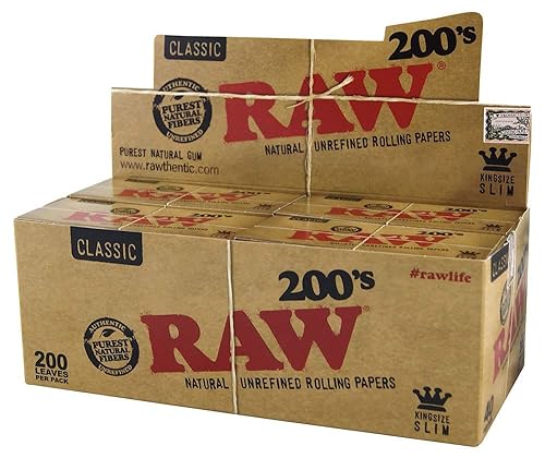 RAW 200's Classic Natural Non-Bink Rolling Papers 200 Sheets Per