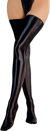 FEOYA Womens Oil Glossy Thigh High Stockings Shiny Sheer Stockings Silky Smooth Over Knee Socks