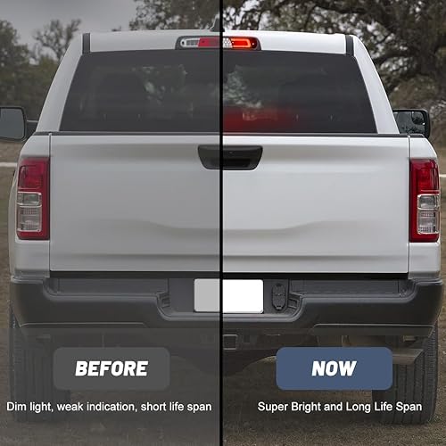 Miniatura 7 de NJSBYL Luz de freno LED de 3 luz de freno para RAM 1500 2019 2020 2021 2022 2023 2024 2025 Rebel HFE Laramie Lente roja, luces de techo traseras