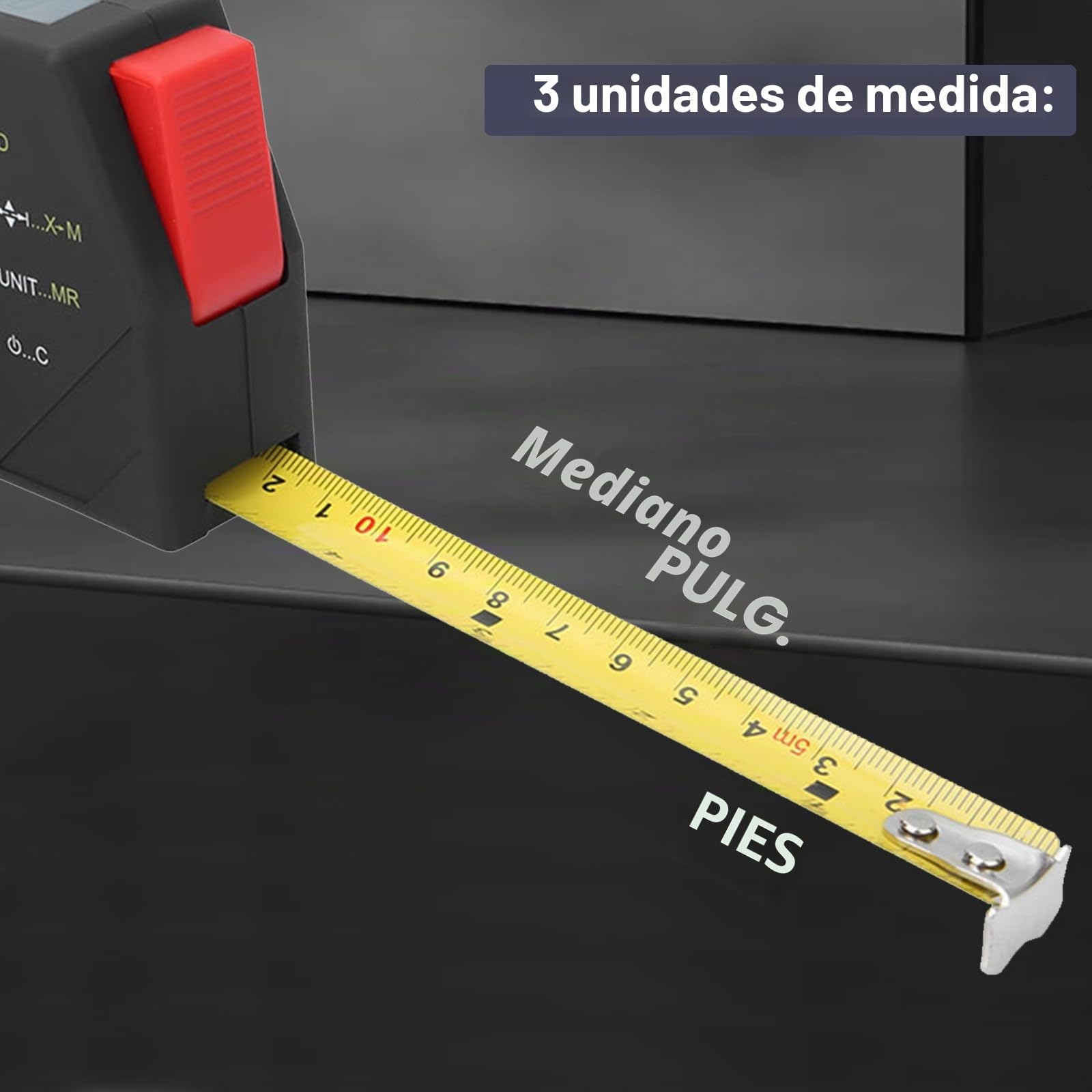 Flexometro Metro 5M Profesional de Acero Resistente, Cinta Métrica Electrónica con Pantalla HD y LCD, Medidor de Distancia Digital para Trabajar La Madera, con Función de Almacenamiento de Datos