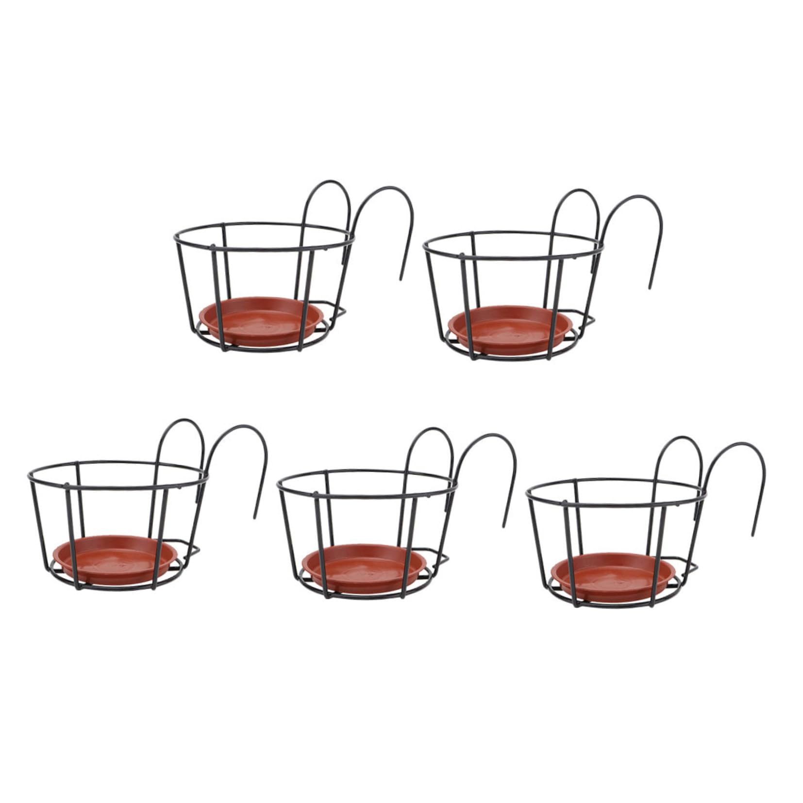 Soportes para macetas de hierro negro en balcón pack de 5 estantes