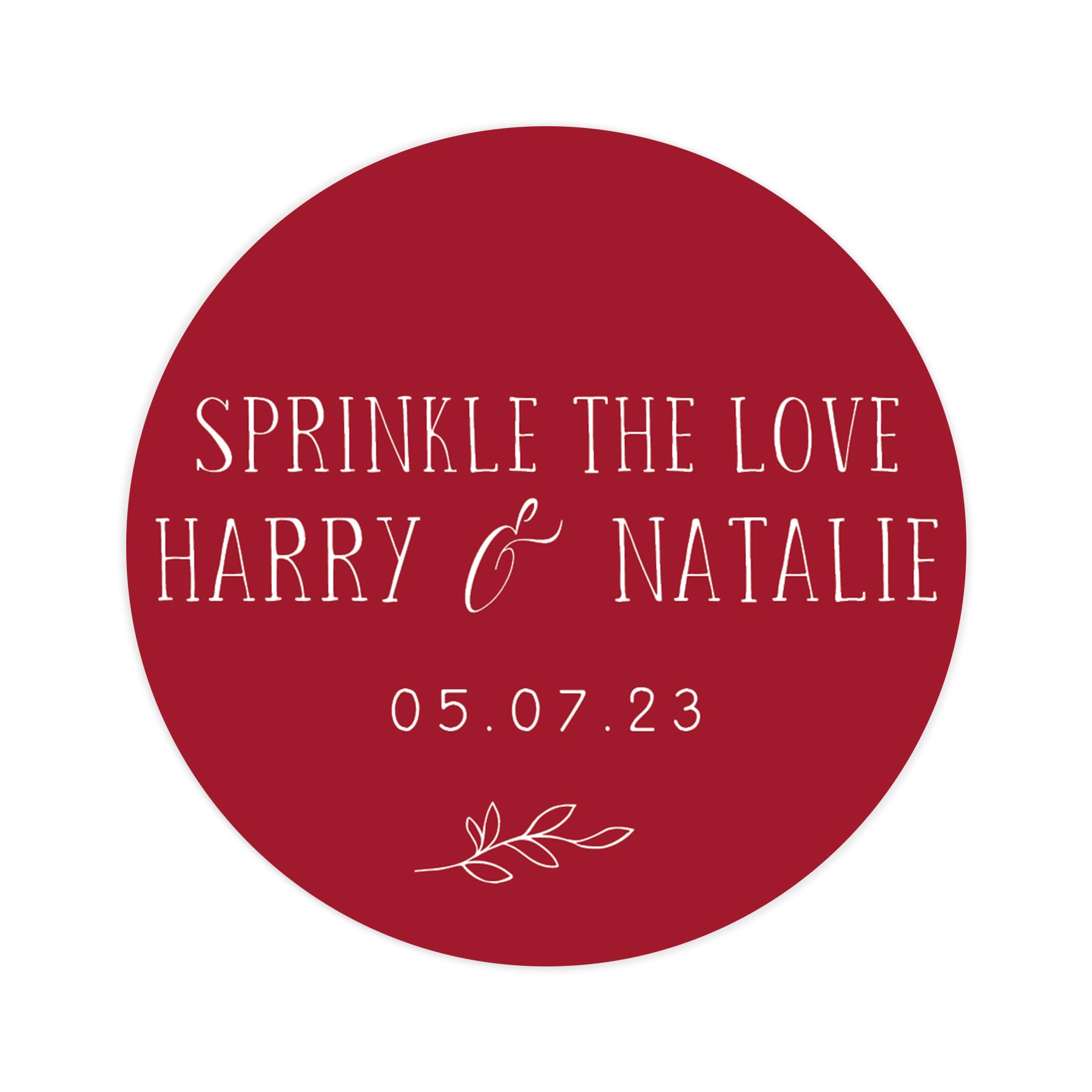 Personalised sprinkle the love wedding stickers | wedding labels | favor sticker | wedding favors thank you stickers | 35 round stickers - per sheet (Red)