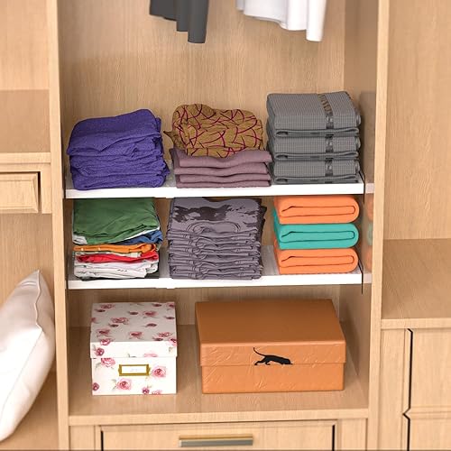 Miniatura 2 de Slideep Estantes expandibles para armario, organizador de armario de tensión resistente, sistema organizador de divisor de armario adhesivo fuerte