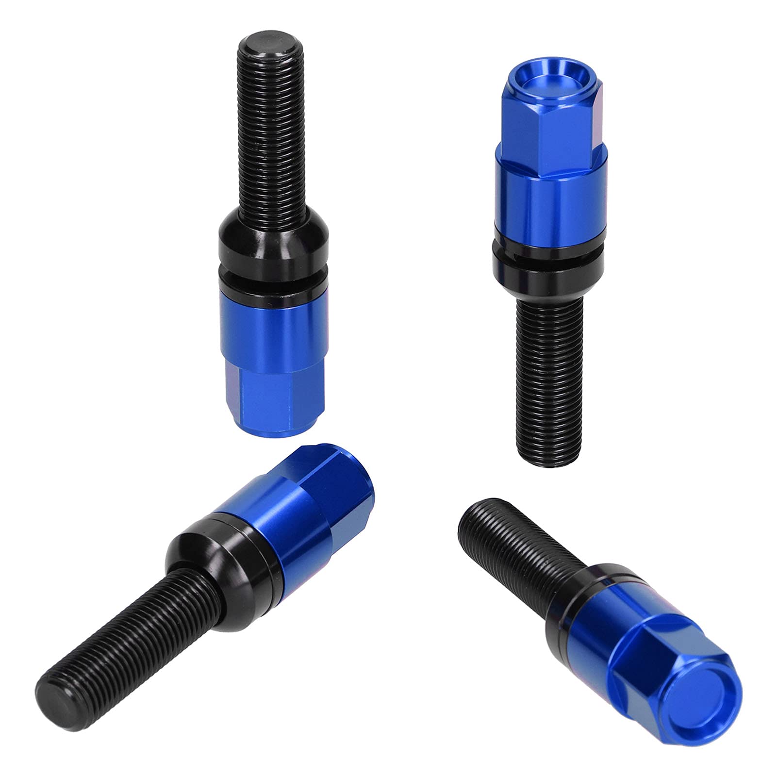 20 Stück Verlängerte Radschrauben, M14 X 1,5 Stahl, 28 Mm Gewinde mit Hülse, Universell für Auto (Blau)
