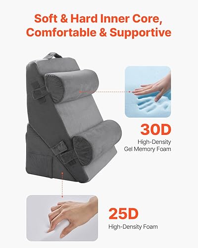 Miniatura 2 de VEVOR Almohada de cuña para dormir, juego de 4 piezas de cuña ortopédica ajustable, soporte para brazo, pierna, cuello, hombros, almohada poscirugía