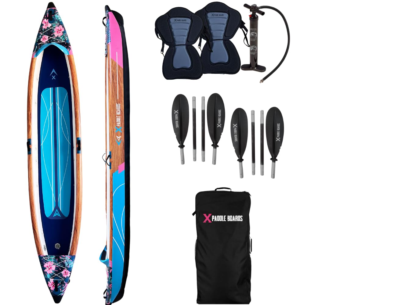 Canoa Kayak Inflable 2 Plazas Dropstitch 470 x 80 x 42 cm K-Hawaii