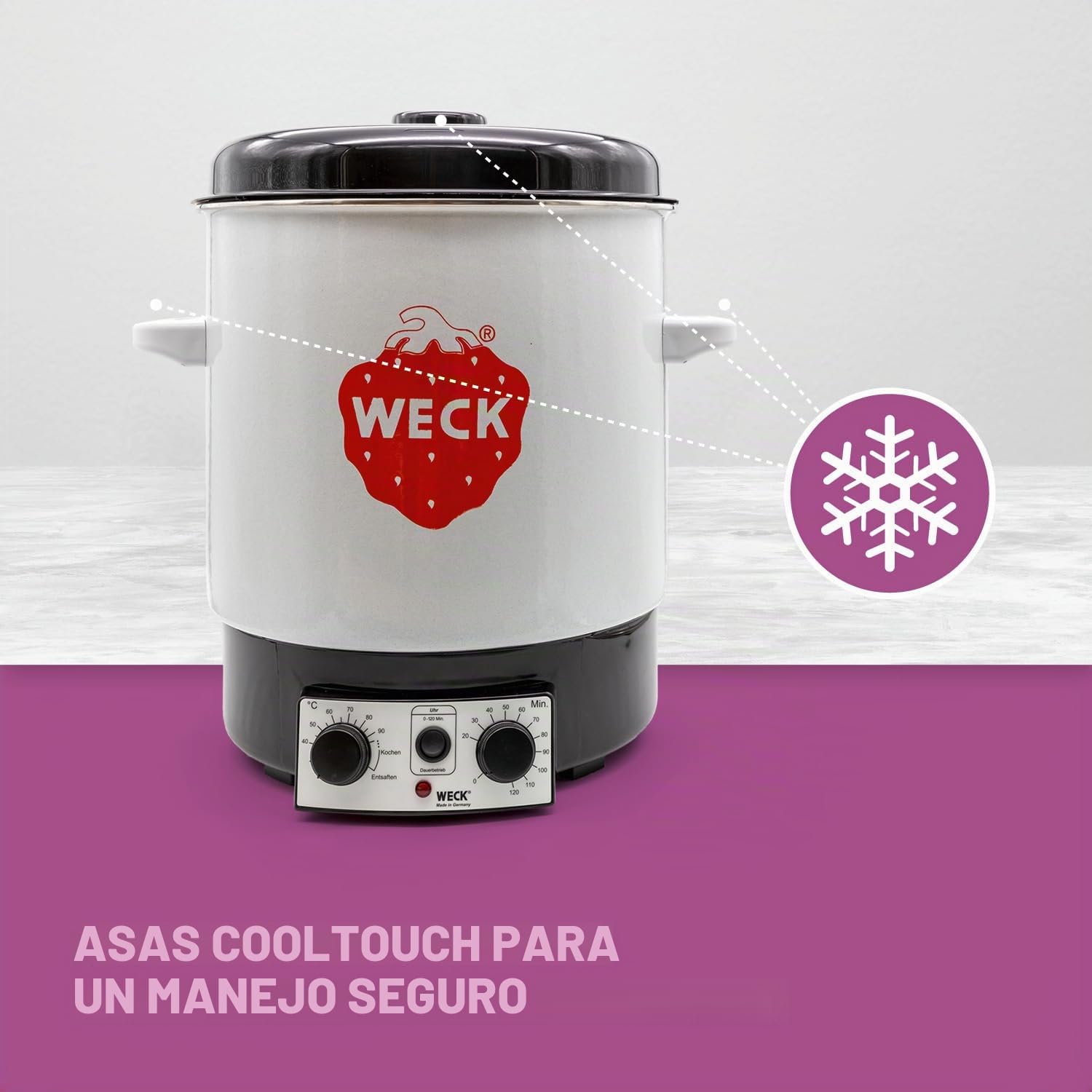 WECK Esterilizador eléctrico WAT 15 (esterilizador esmaltado, dispensador de agua caliente, cocedor de vino caliente, termostato, temporizador, 29 litros) 6830