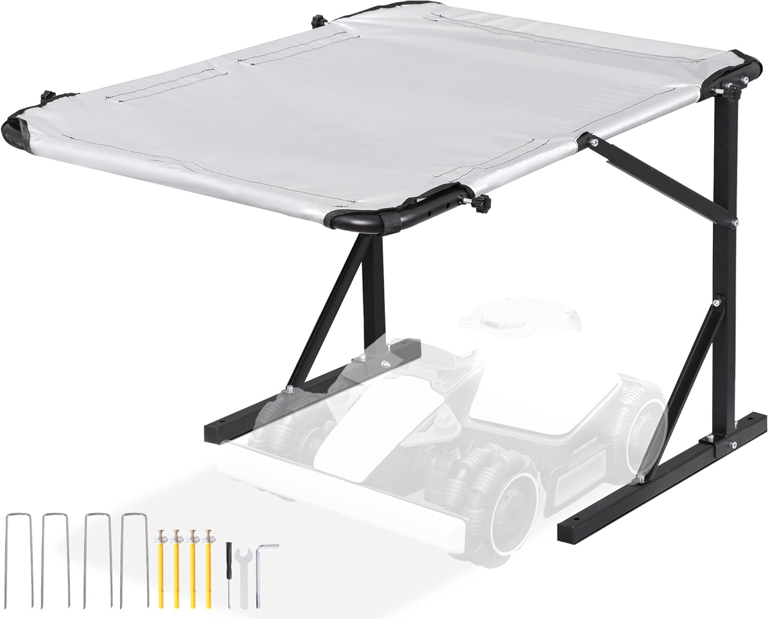 Universal Robot Mower Garage, Waterproof Outdoor Shelter with 2-Side Openable Design, All-Weather Protection for Husqvarna, Worx, Landroid, ECOVACS Goat, Luba and More