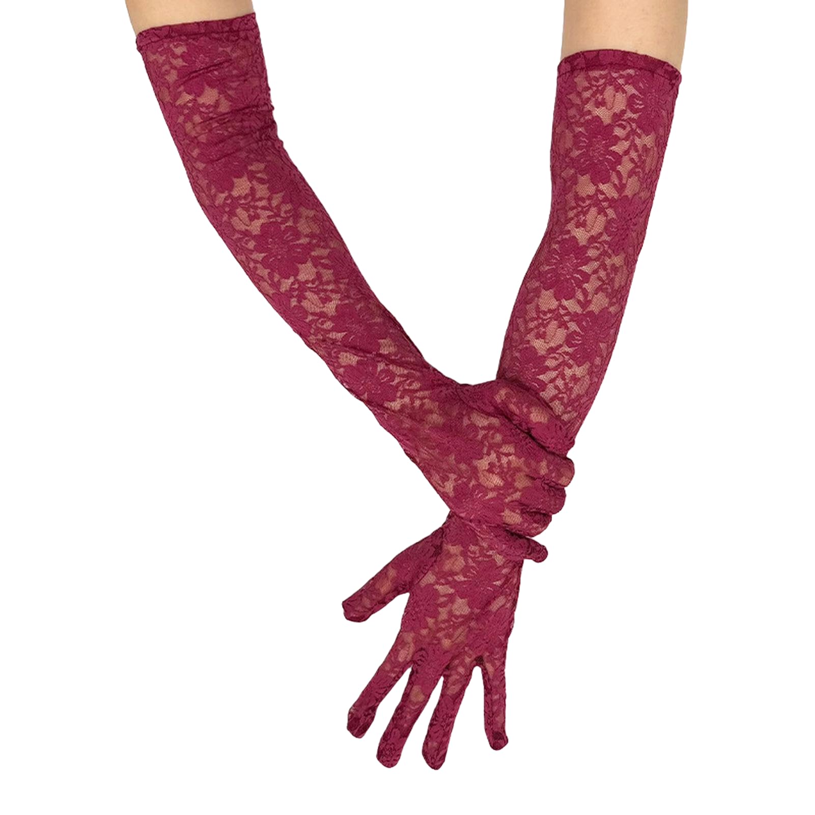 Stylish Long Lace UV Protection Gloves Women Driving Sun Defense Breathable Floral Design Multi Color Options