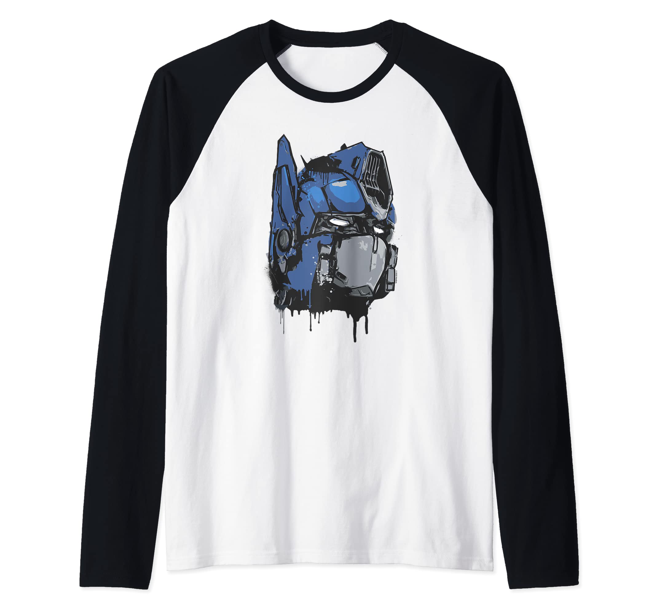 Transformers: Rise of the Beasts Optimus Dripping Retro Shot Raglan Baseball TeeOEKO-TEX STANDARD 100