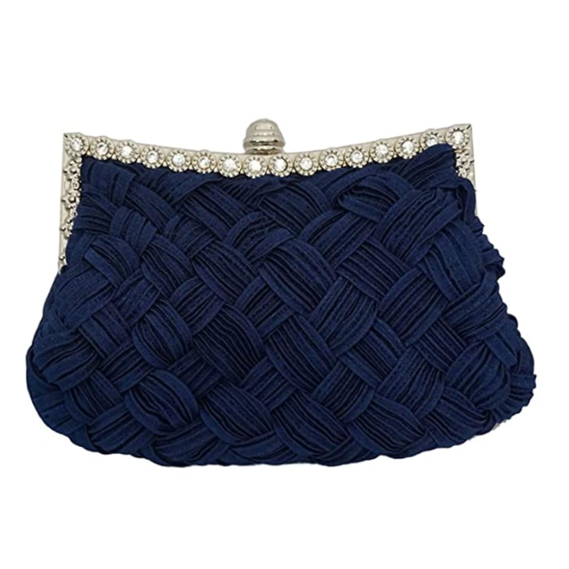 Awnsimfreien Unisex Blue Purse, Womens Evening Bags Wedding Bridal Braided Rhinestone Purse Handbag Ladies Shoulder Evening Prom Handbag Bag