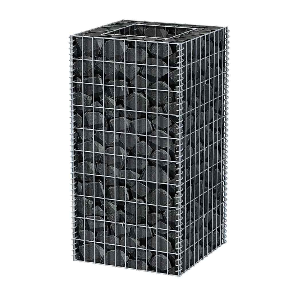 Gabionen-Hochbeet Stahl 50×50×100 cm, Verzinkter Drahtkorb Steinkorb für Garten, Stabiles Maschengitter aus Stahl für Blumenbeet, Rostfrei und Langlebig, Ideal als Begrenzung