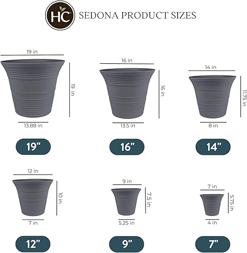 Miniatura 4 de The HC Companies 16 Inch Sedona Round Self Watering Planter - Decorative Lightweight Plastic Plant Pot for Indoor Outdoor Plants Flowers Herbs, Warm
