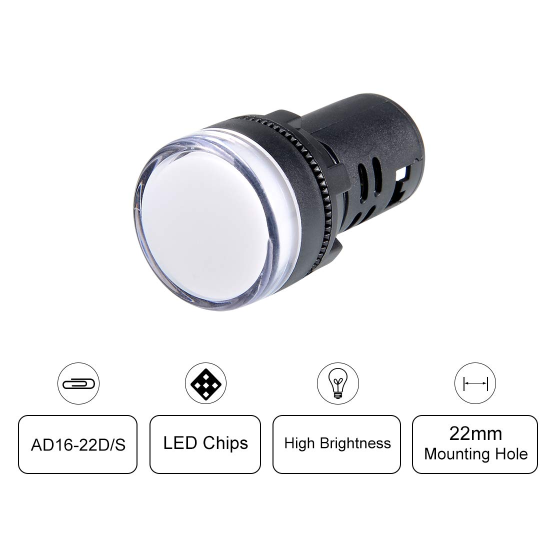 Amazon.com: uxcell 2Pcs White Indicator Light AC/DC 24V, 22mm