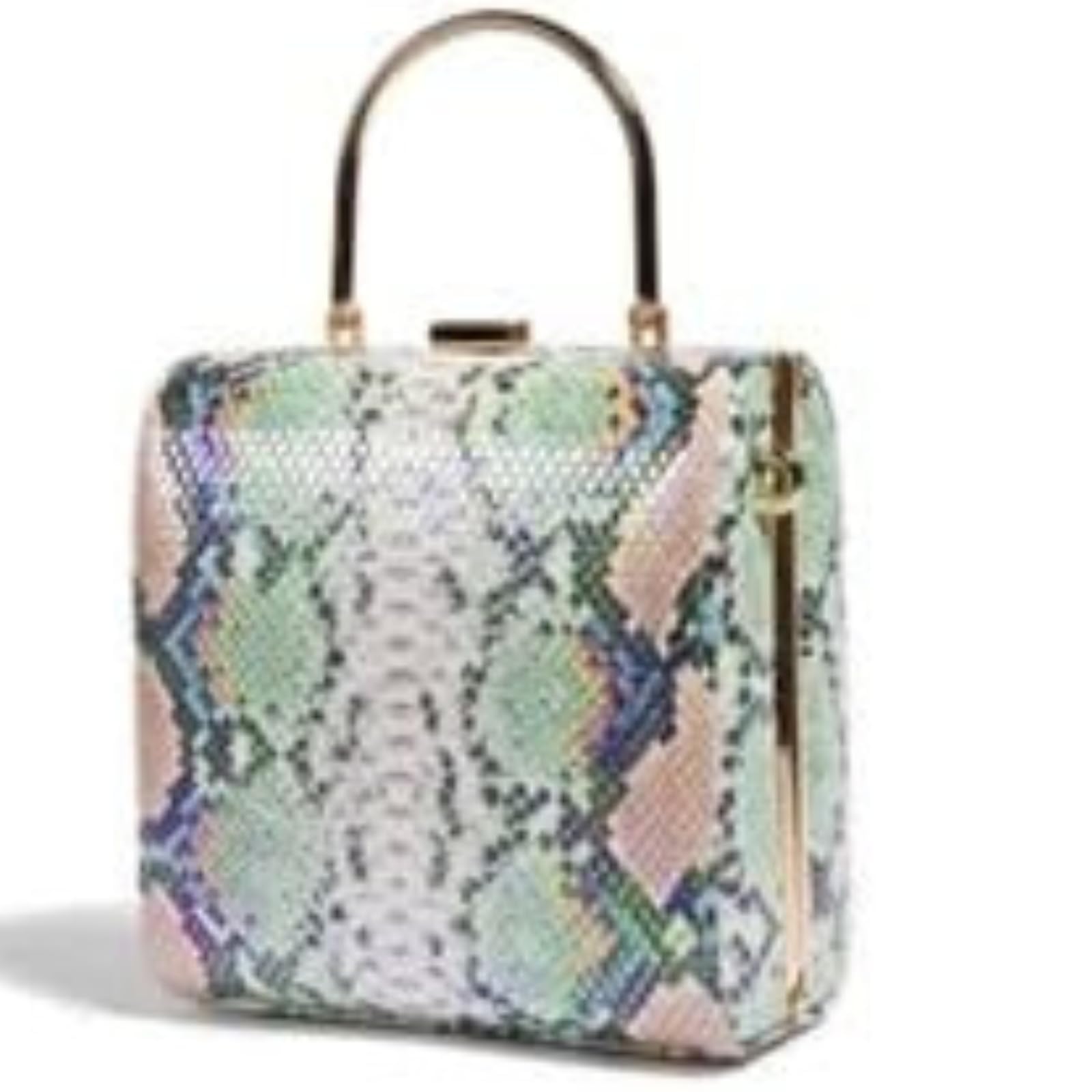 RMH NEW VISIONRNV Snake Skin leopard leather handbag Unique Charming Python Synthetic Leather Round Top Handle Lady Bag Cross Body Shoulder Purse Hand Bag (Hinge Green)