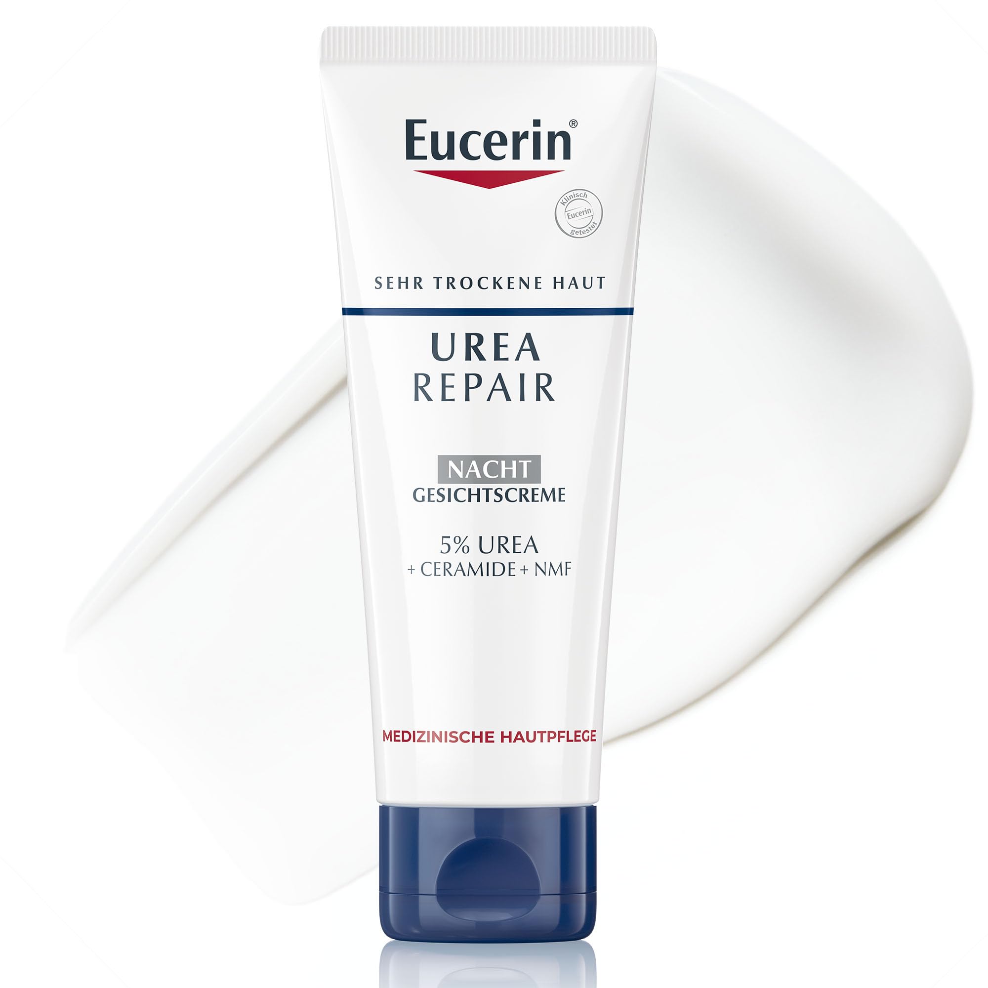 Eucerin UreaRepair 5% Urea Nacht Gesichtscreme 50 ml, regenerierende Nachtcreme für trockene und raue Haut, intensive Hautpflege mit Urea, Ceramiden und Laktat