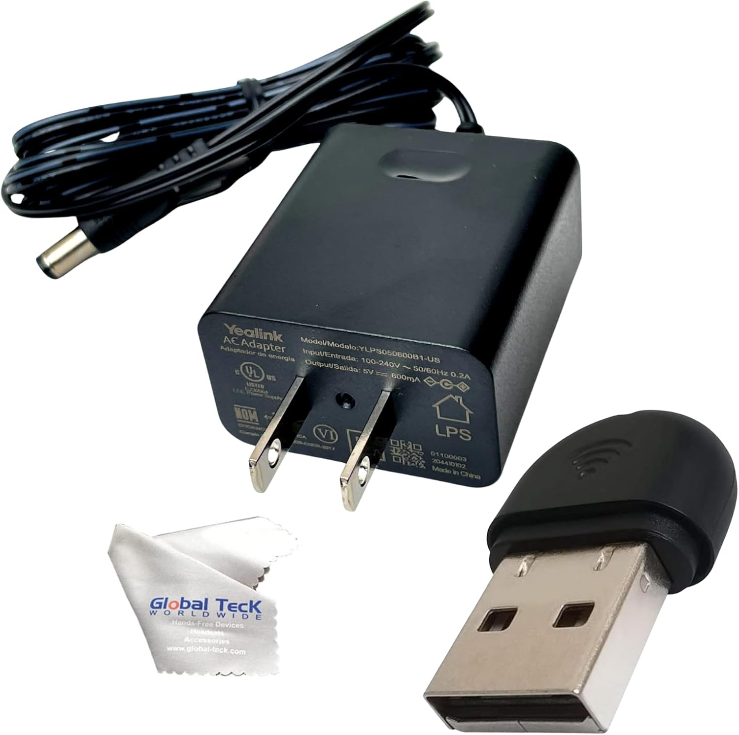 Yealink WF40 and PS5V2000US Accessory Pack for Office - Complete WiFi and Power connectivity with Global Teck Microfiber Cloth