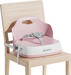 UBRAVOO Baby Booster Seats, Portable High Chairs for Babies and Toddlers, HighChair for Baby from 6 Months to 3 Years, Sitting Up to 15 kg (Pink)