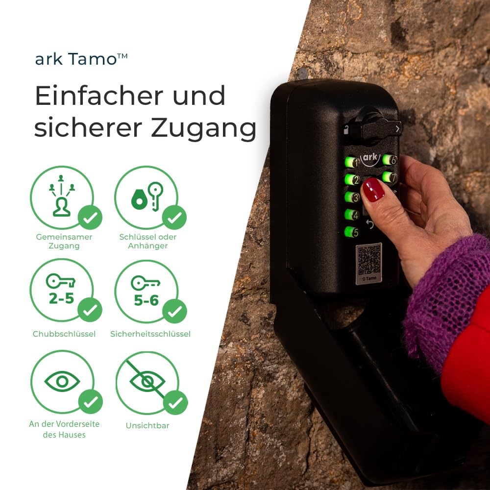 Tamo Schlüsseltresor mit Zahlencode - Schlüsselsafe Aussen - Police Preferred Schlüsseltresor Außen - Schlüsselbox 9,7 Mio. Code-Kombination - ideal für Home, Airbnb und Commercial